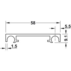 408.45.112 Slido Spinfront összekötő profil 775mm 1 ajtószárnyhoz